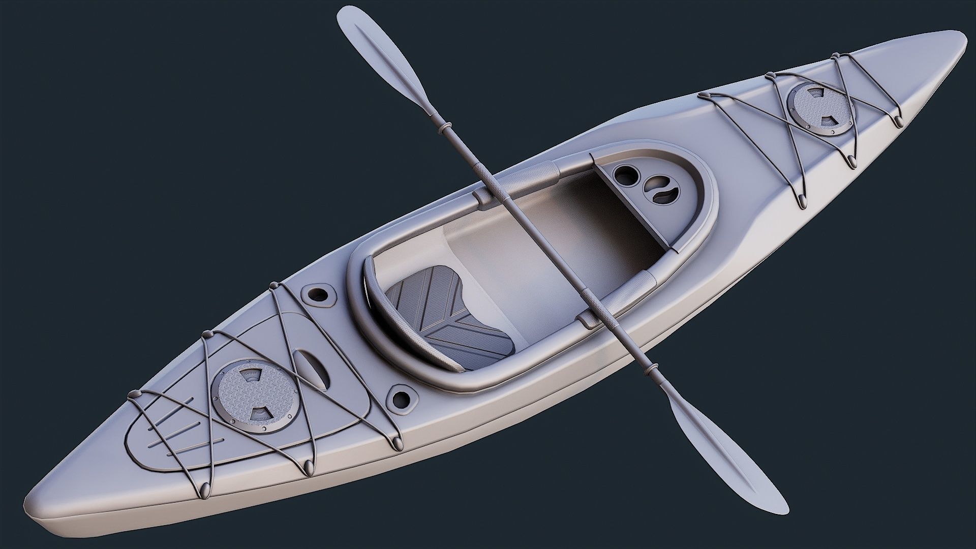 Low Poly PBR Kayak Low-poly 3D model_7