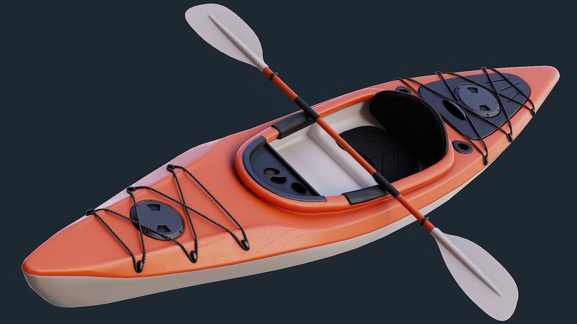 Low Poly PBR Kayak Low-poly 3D model_13