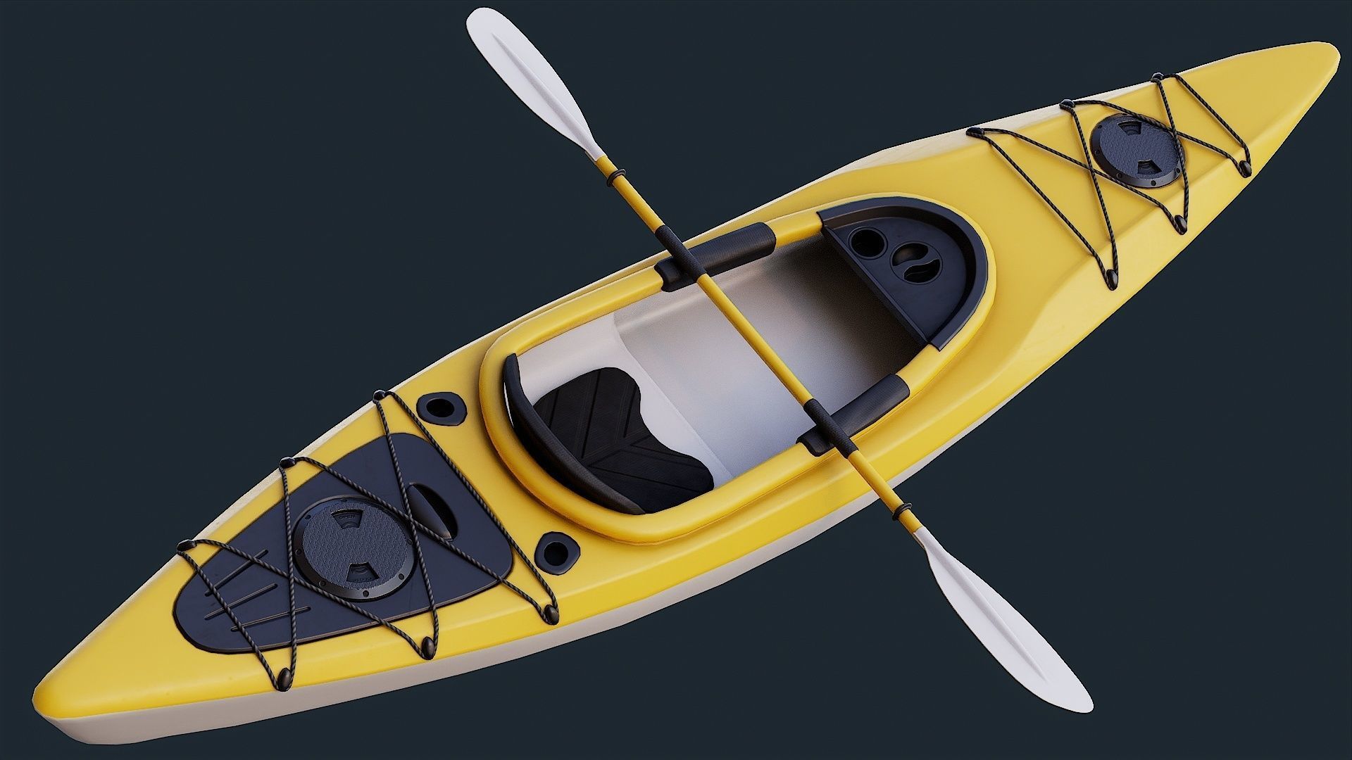 Low Poly PBR Kayak Low-poly 3D model_16