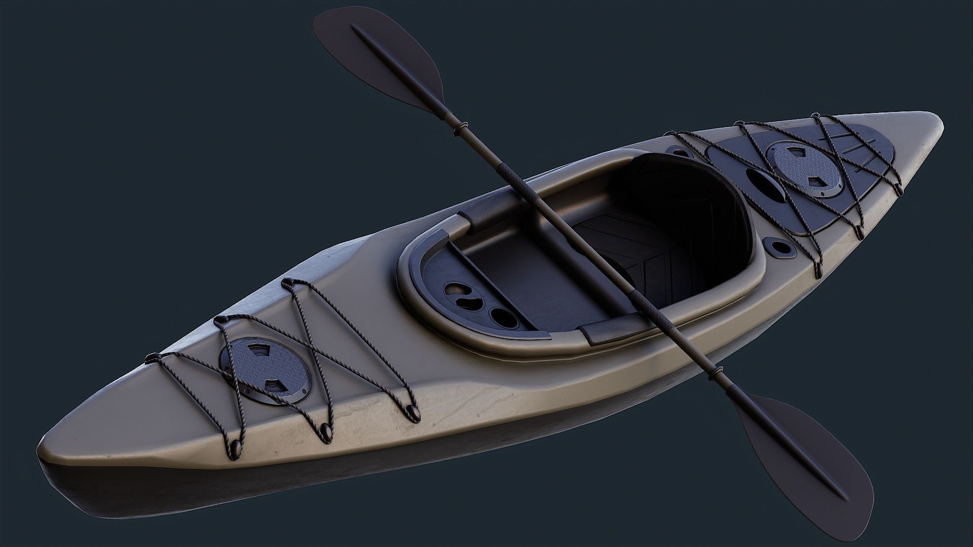 Low Poly PBR Kayak Low-poly 3D model_3