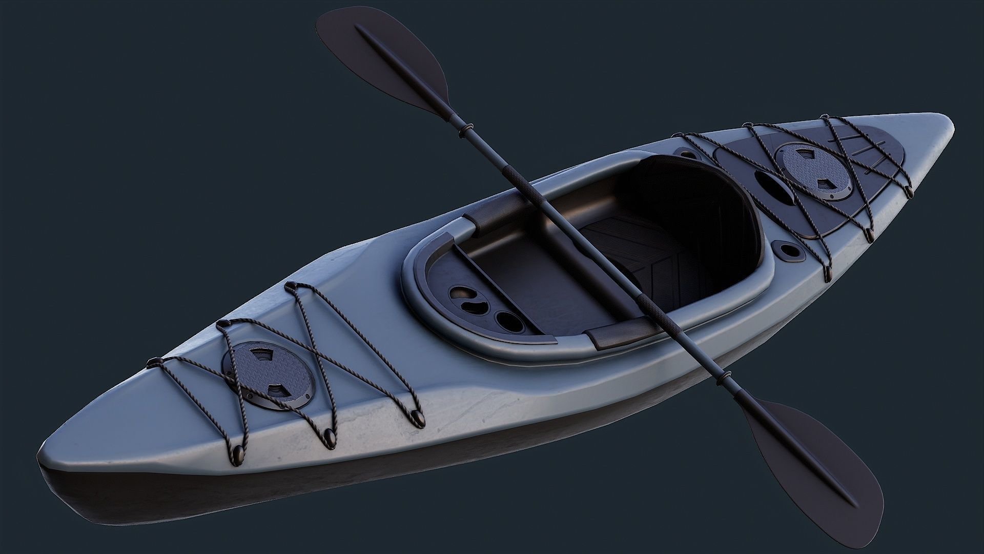 Low Poly PBR Kayak Low-poly 3D model_19