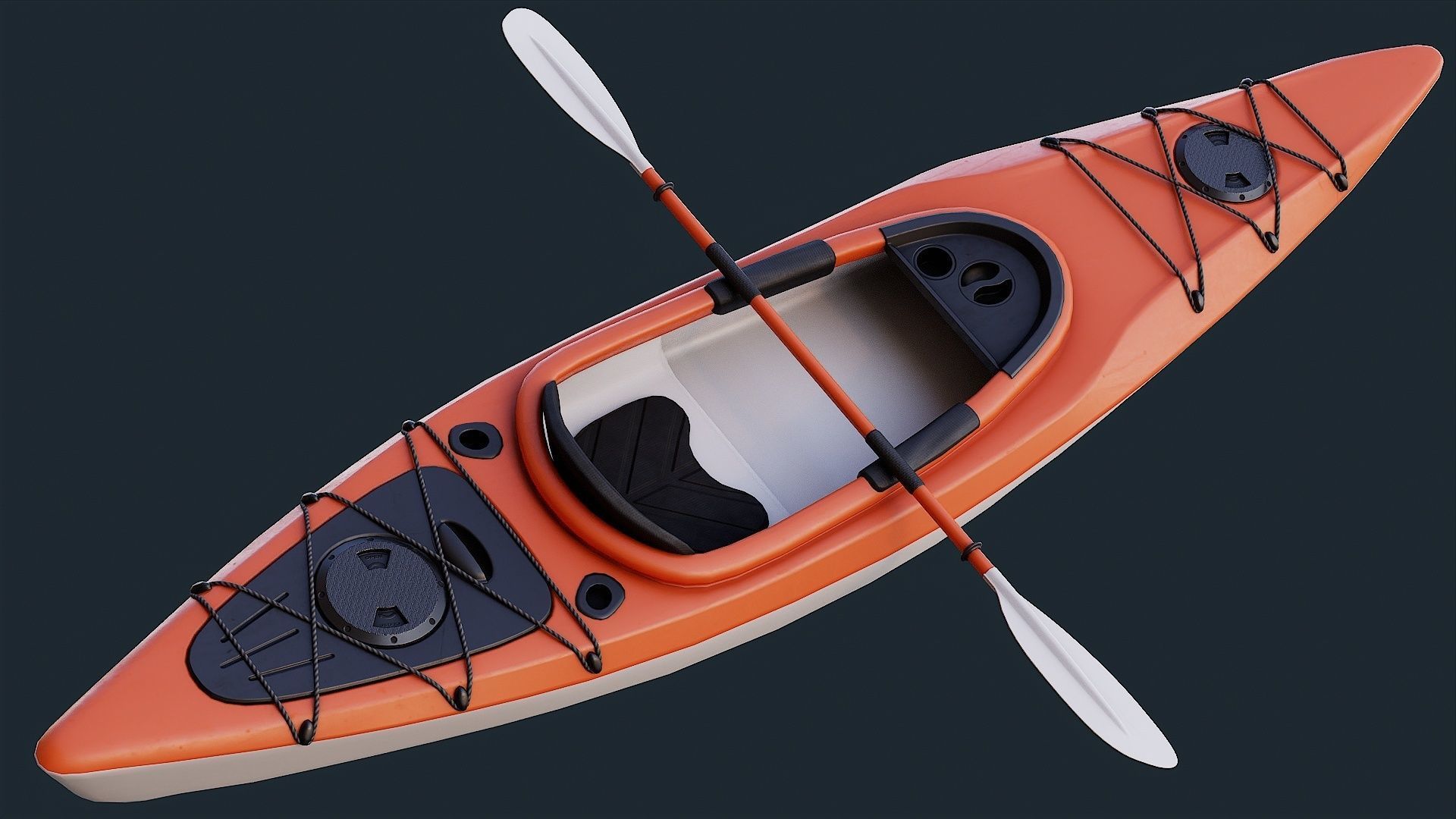 Low Poly PBR Kayak Low-poly 3D model_14