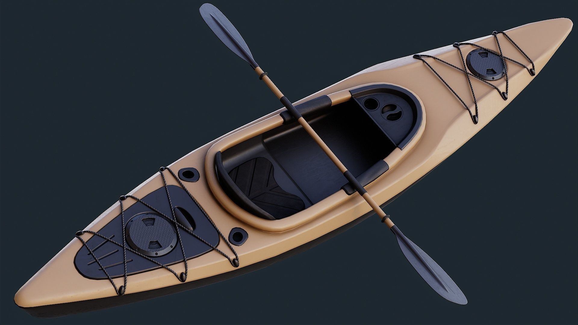 Low Poly PBR Kayak Low-poly 3D model_18