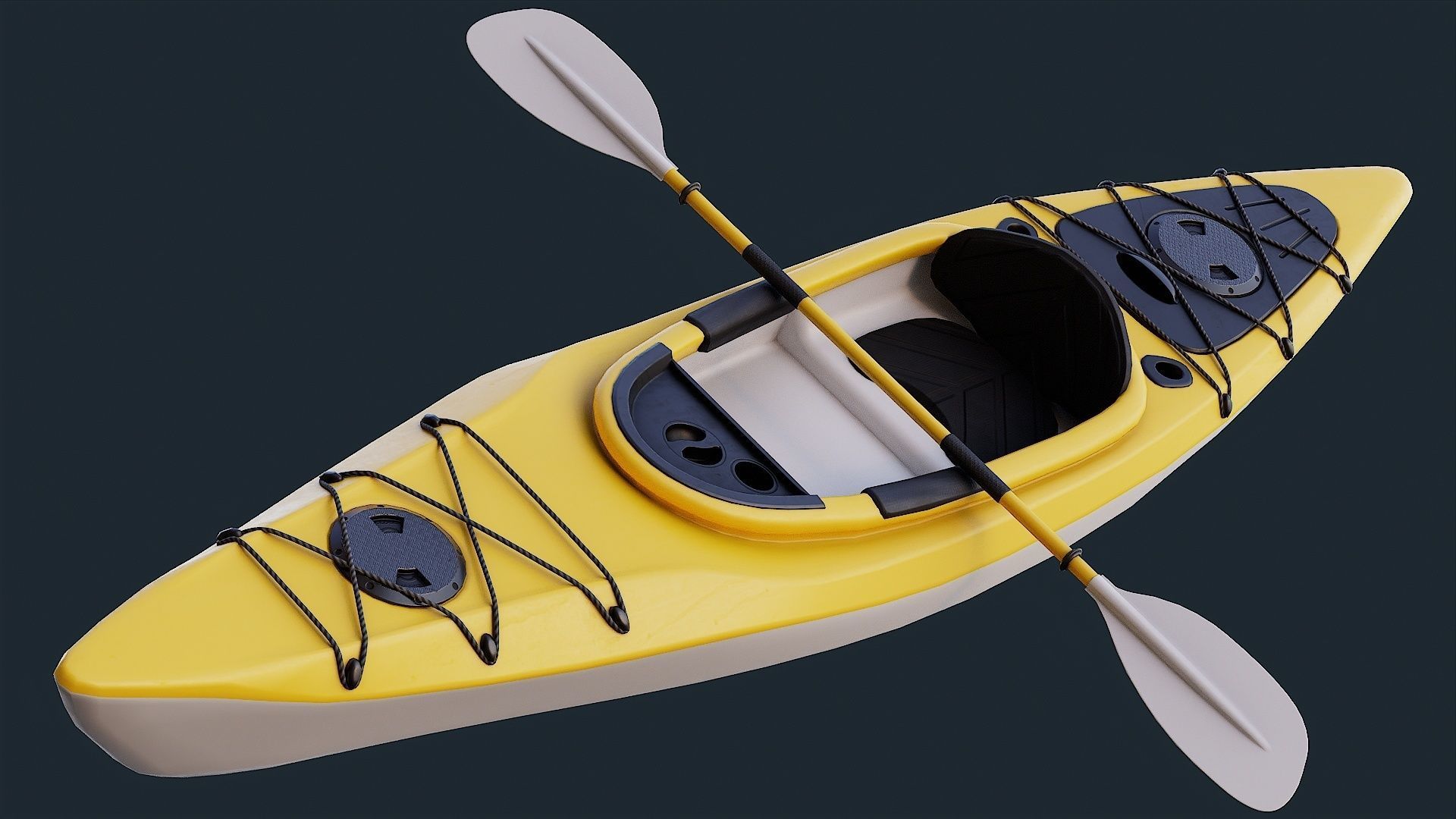 Low Poly PBR Kayak Low-poly 3D model_15