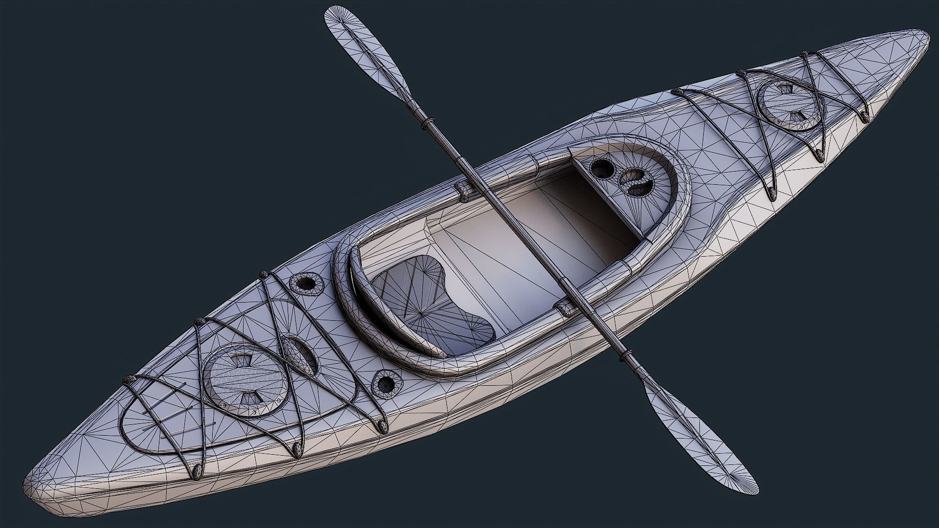 Low Poly PBR Kayak Low-poly 3D model_8