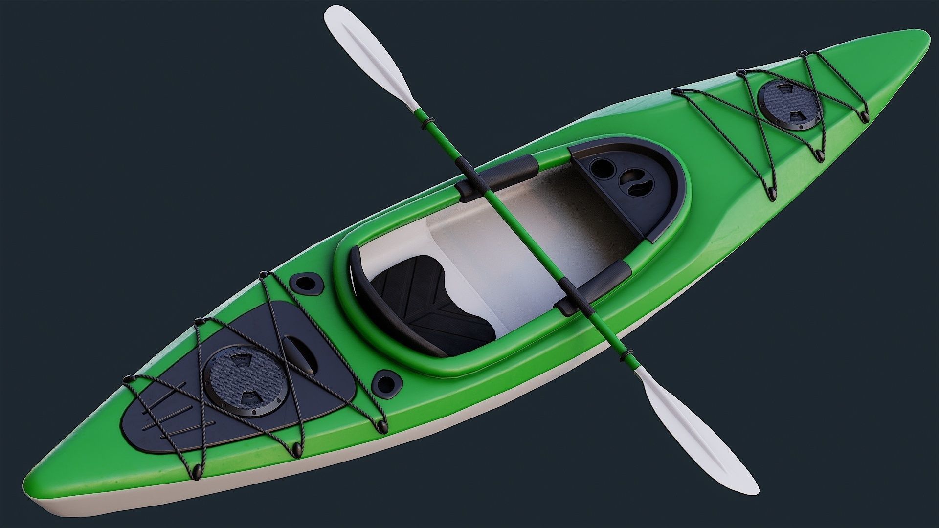 Low Poly PBR Kayak Low-poly 3D model_10