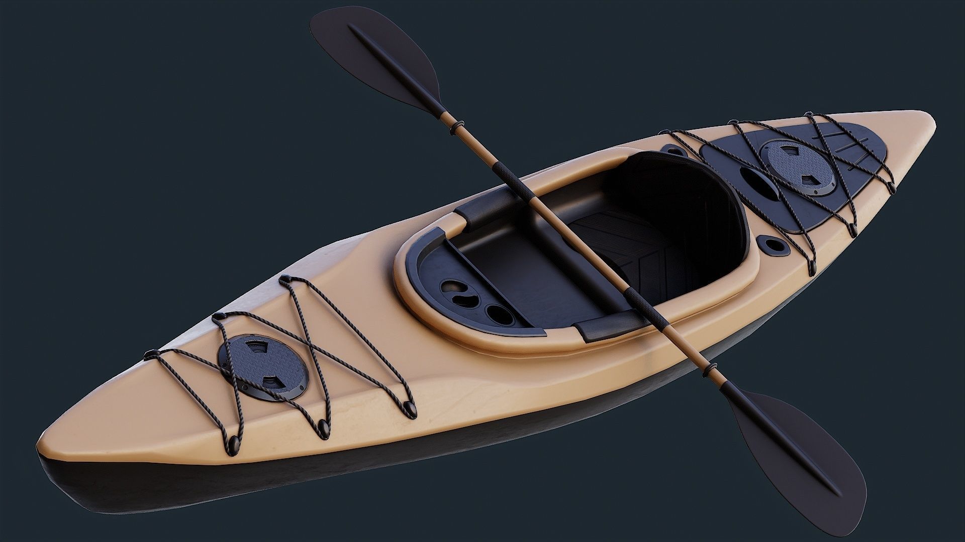Low Poly PBR Kayak Low-poly 3D model_17