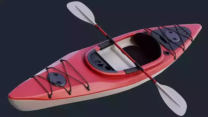 Low Poly PBR Kayak Low-poly 3D model