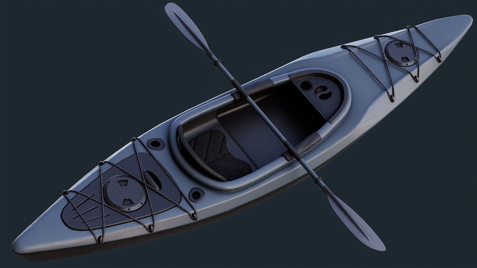 Low Poly PBR Kayak Low-poly 3D model_20