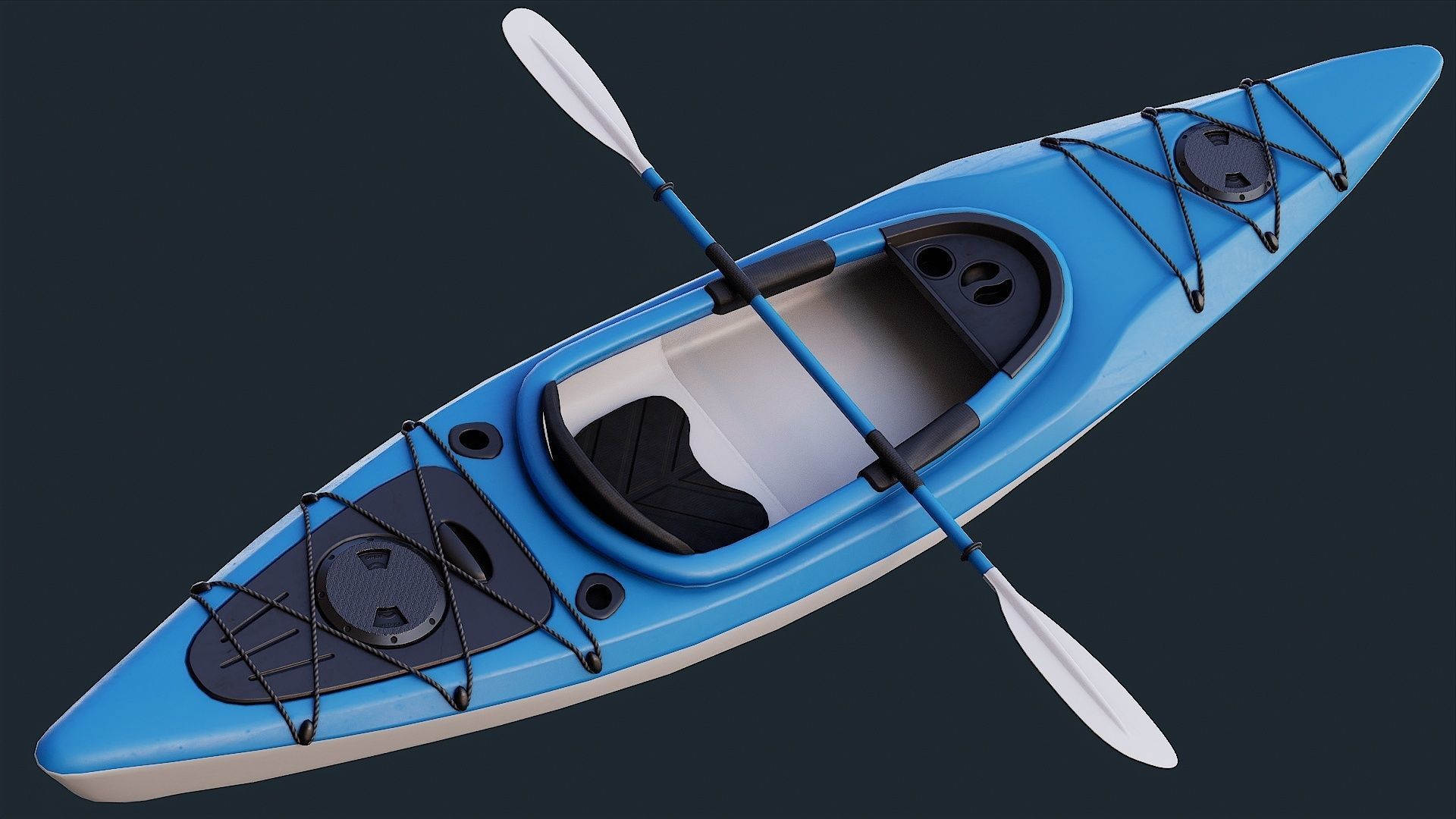Low Poly PBR Kayak Low-poly 3D model_12