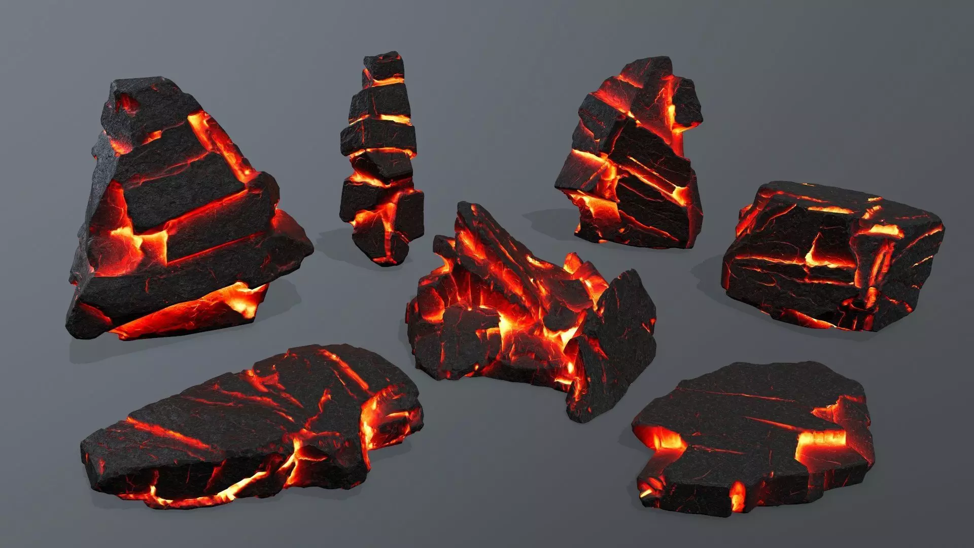 Lava Rock Set Low-poly 3D model_0