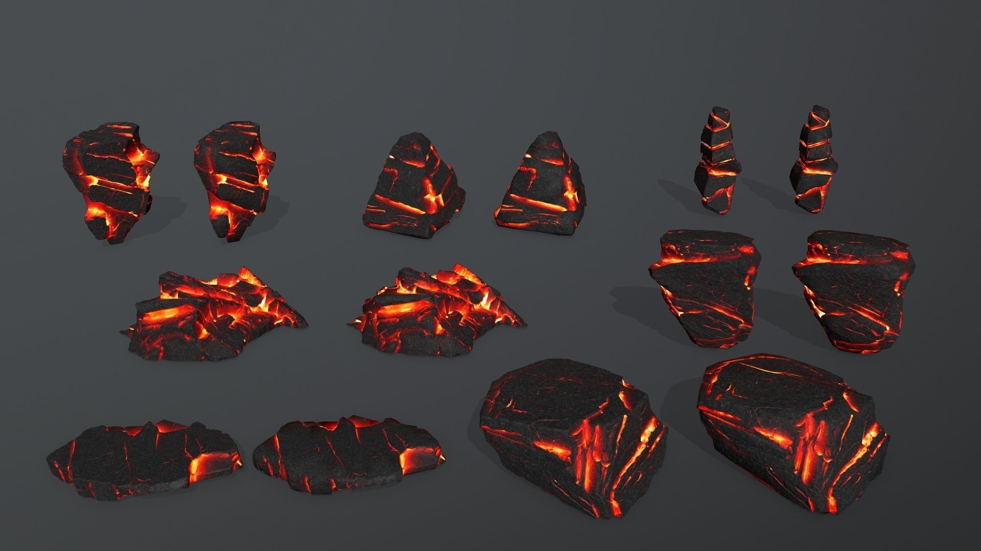 Lava Rock Set Low-poly 3D model_36