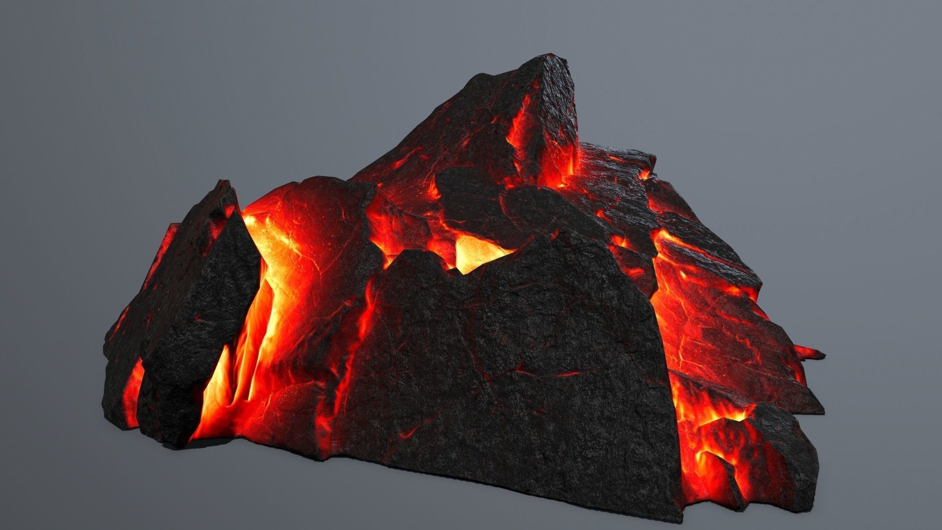 Lava Rock Set Low-poly 3D model_5