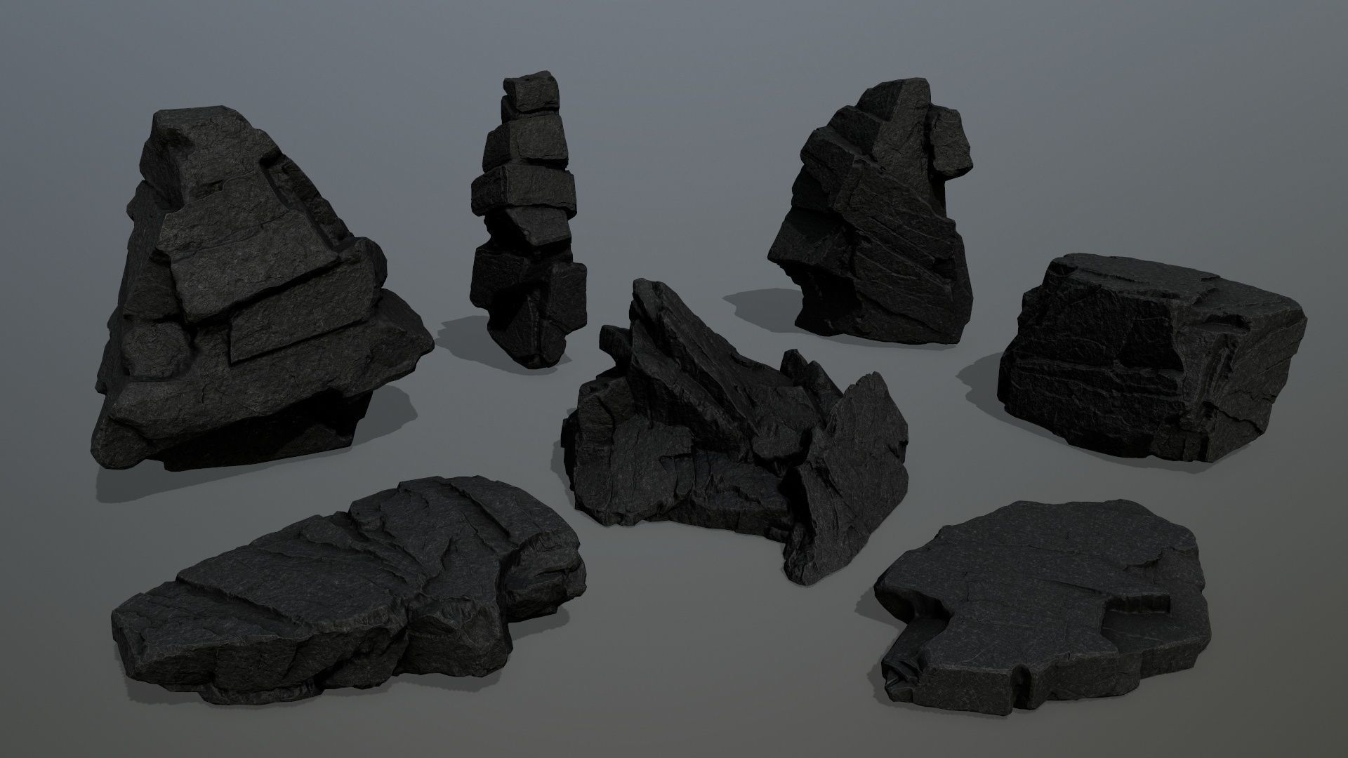Lava Rock Set Low-poly 3D model_1
