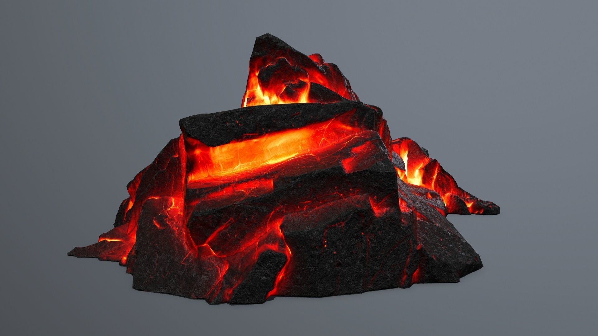 Lava Rock Set Low-poly 3D model_3