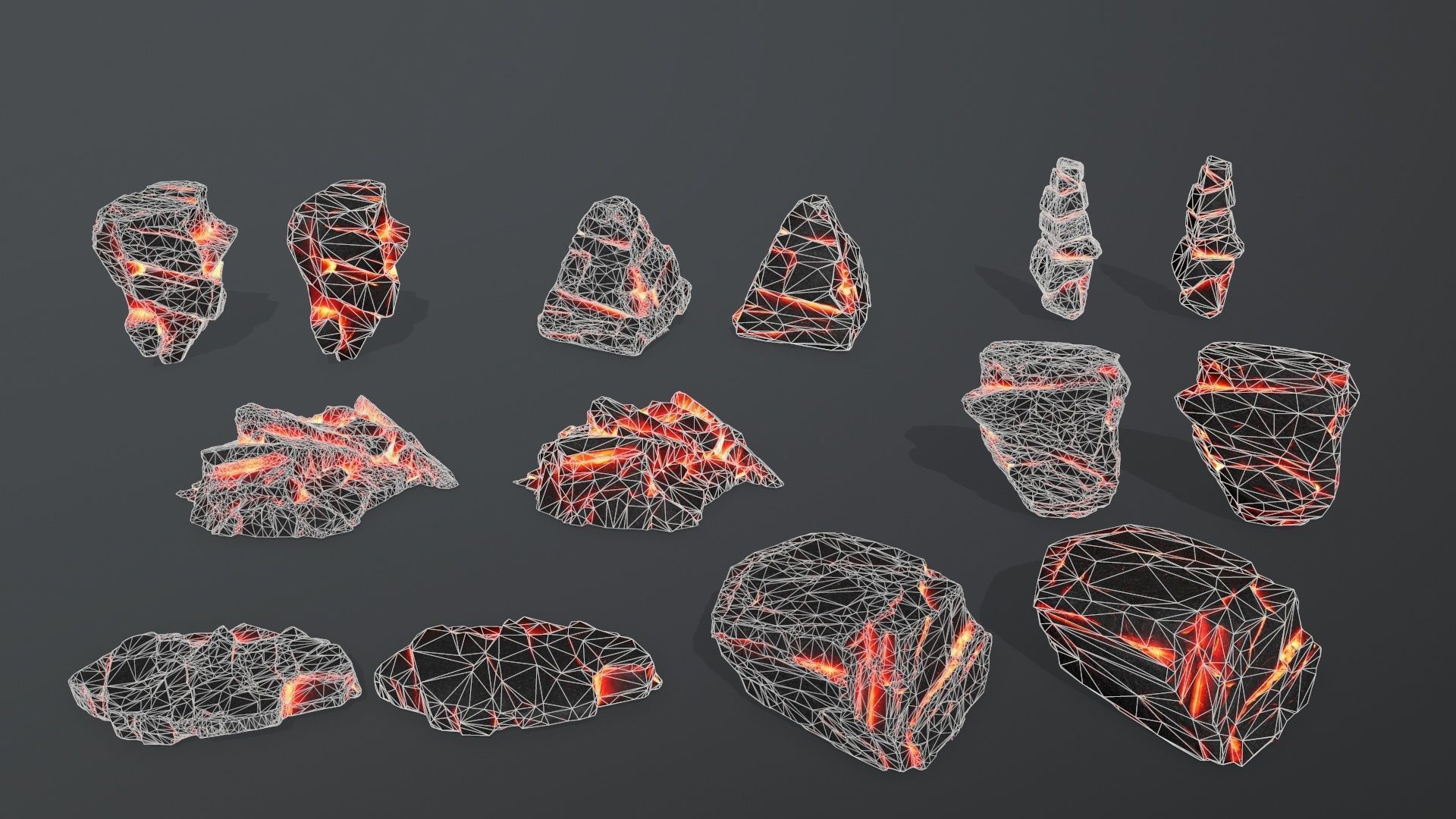 Lava Rock Set Low-poly 3D model_37
