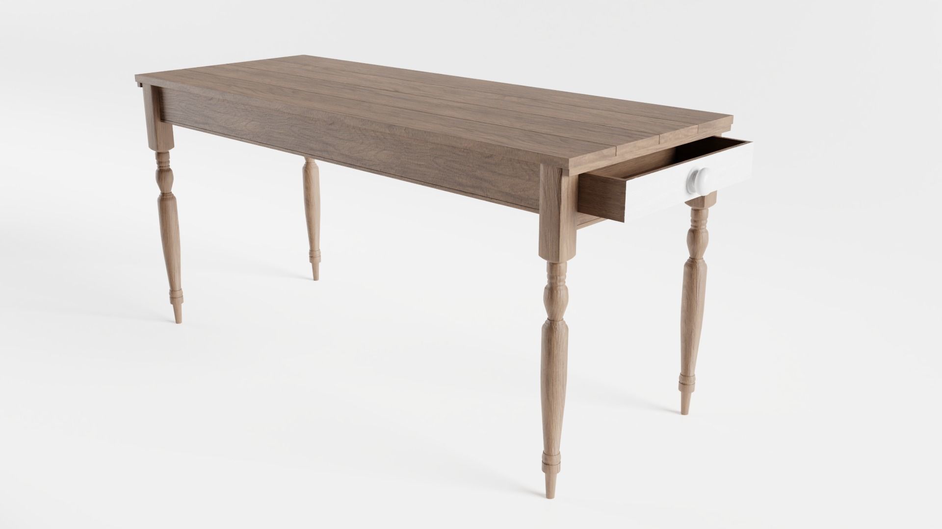 Old Wooden Table Low-poly 3D model_1