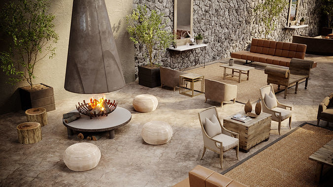Corona - C4D files - Safari Lodge Interior 3D model 6