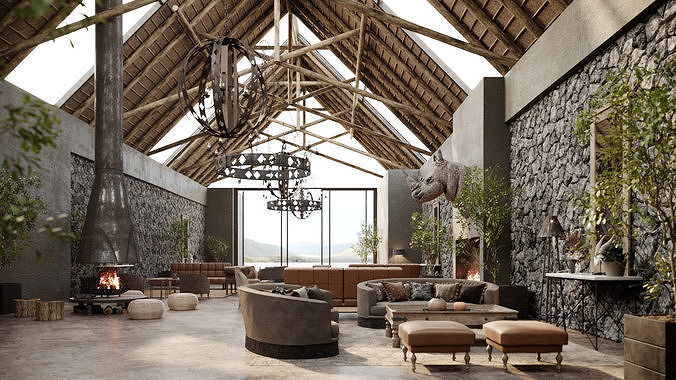 Corona - C4D files - Safari Lodge Interior 3D model 2