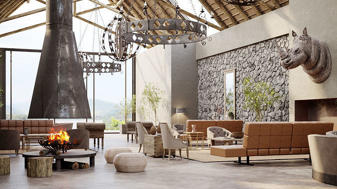 Corona - C4D files - Safari Lodge Interior 3D model 3