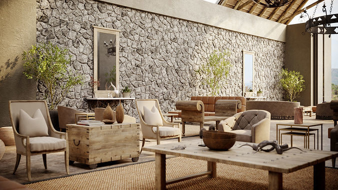 Corona - C4D files - Safari Lodge Interior 3D model 5
