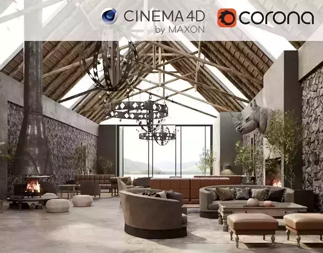 Corona - C4D files - Safari Lodge Interior