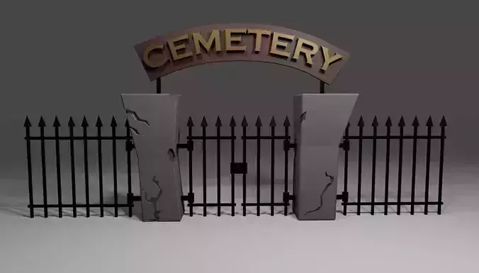 Cemetery Gate - Portao do Cemiterio Low-poly 3D model