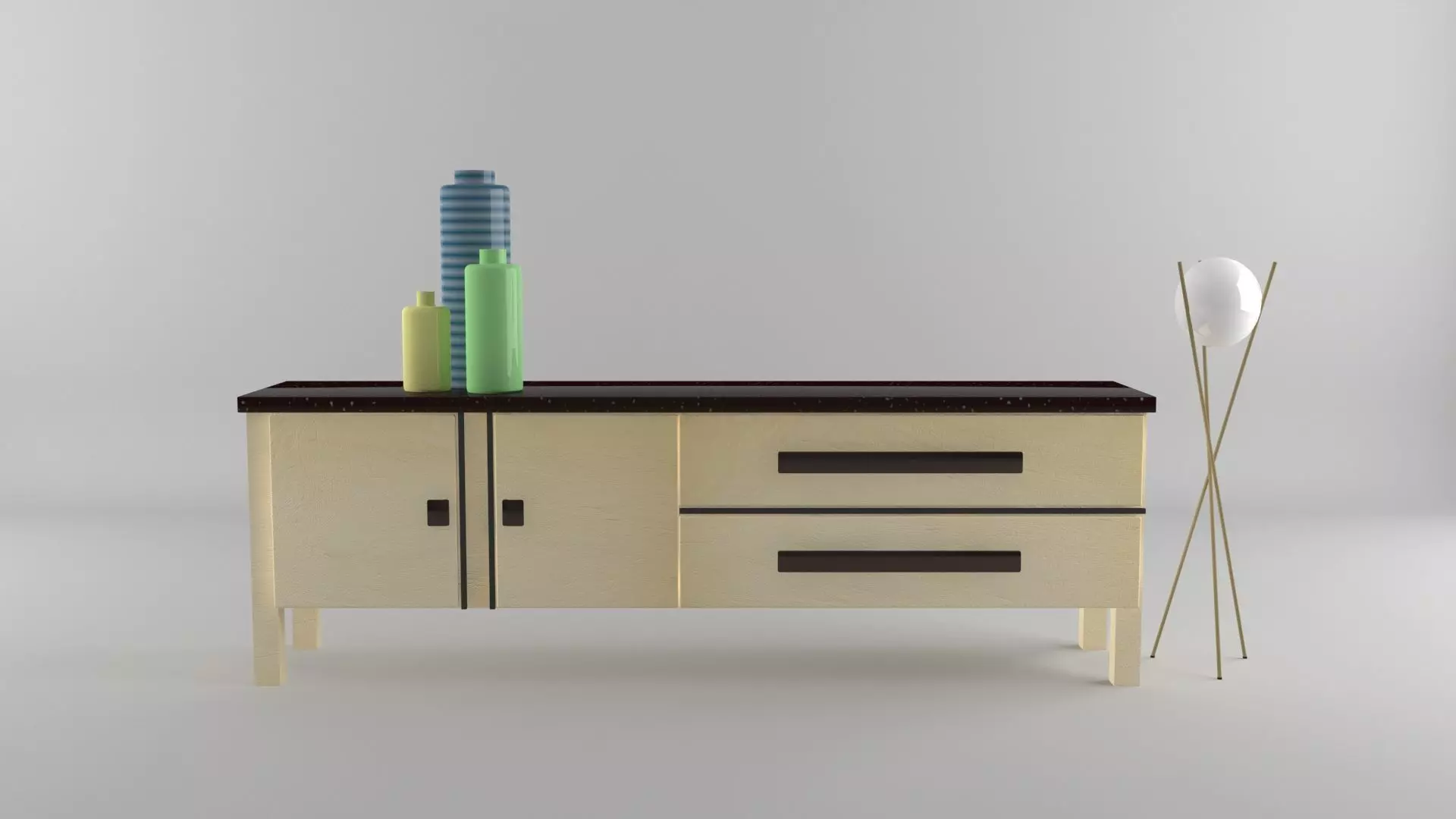 Mueble con adornos Free 3D model