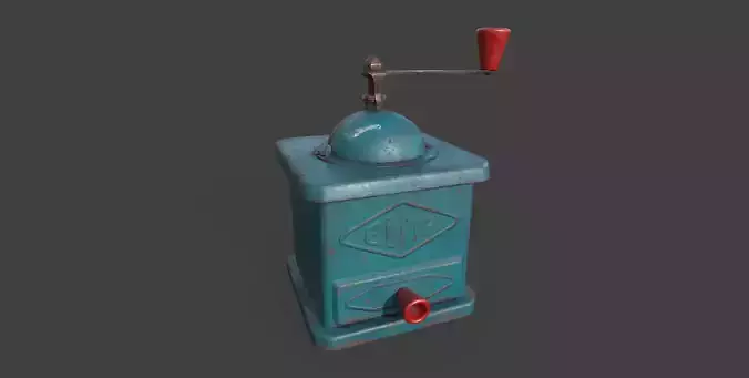 Vintage coffee grinder cloudy blue Low-poly 3D model