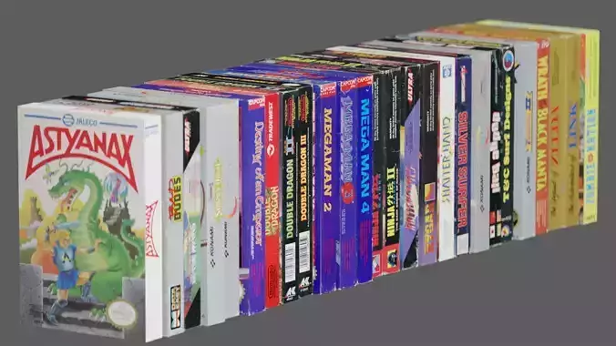 Nintendo NES Boxed Games Collection - 8bit Low-poly 3D model