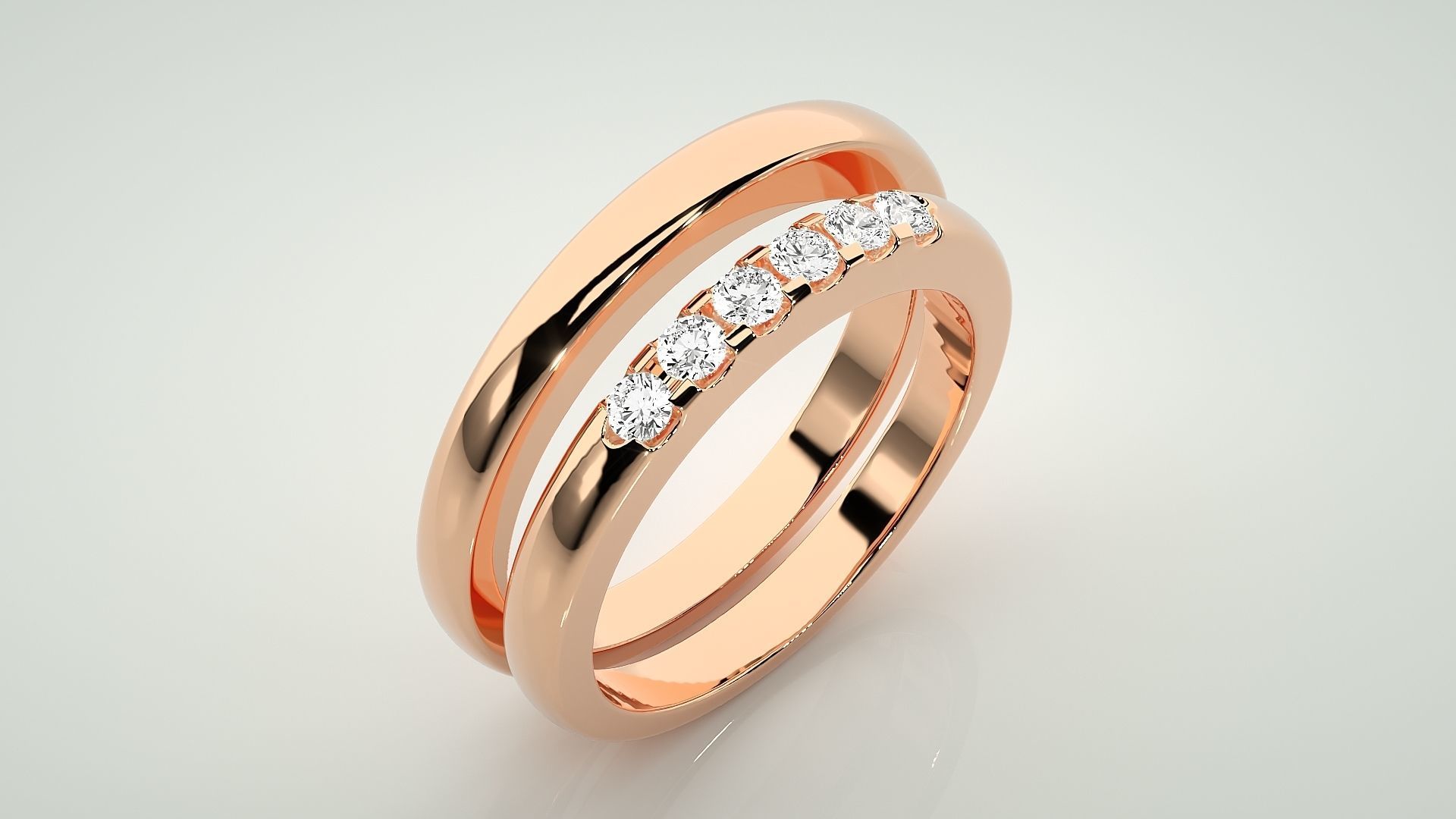 Thin Couple Band Ring 3dm stl render detail 3D print model_4