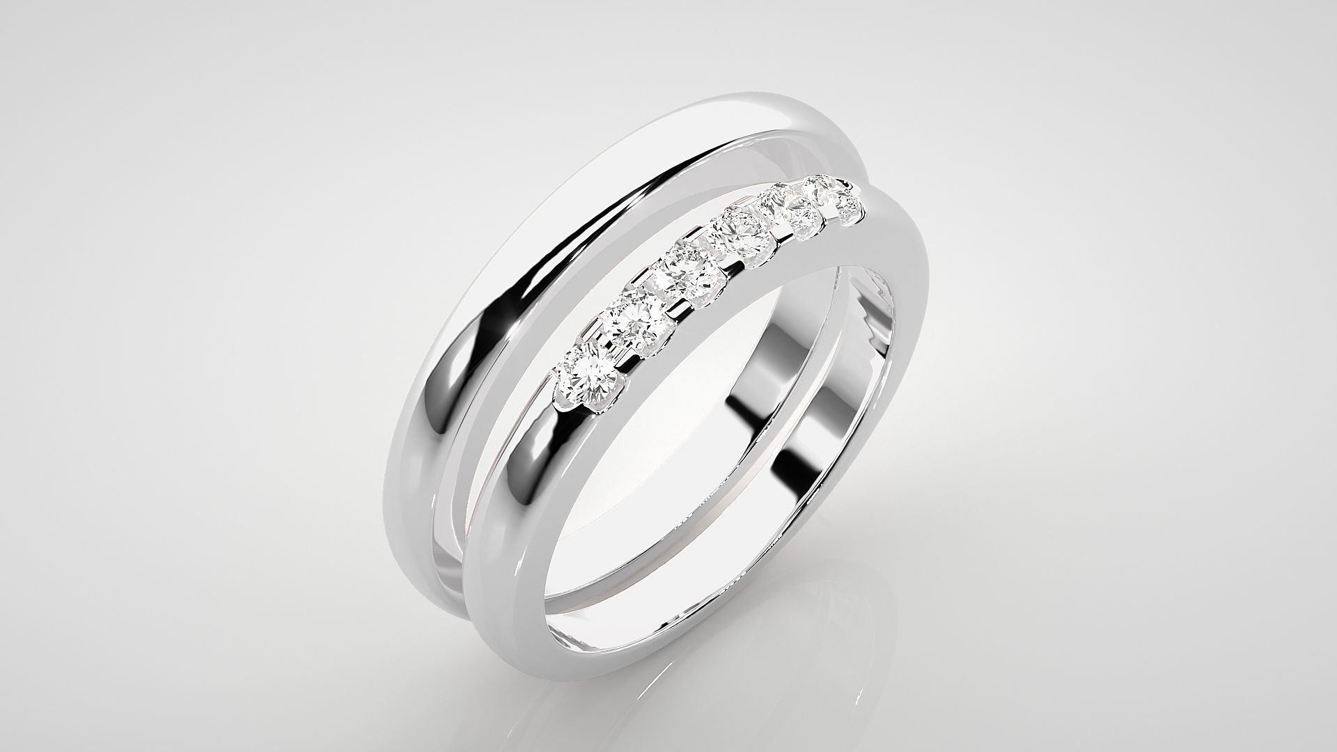 Thin Couple Band Ring 3dm stl render detail 3D print model_8
