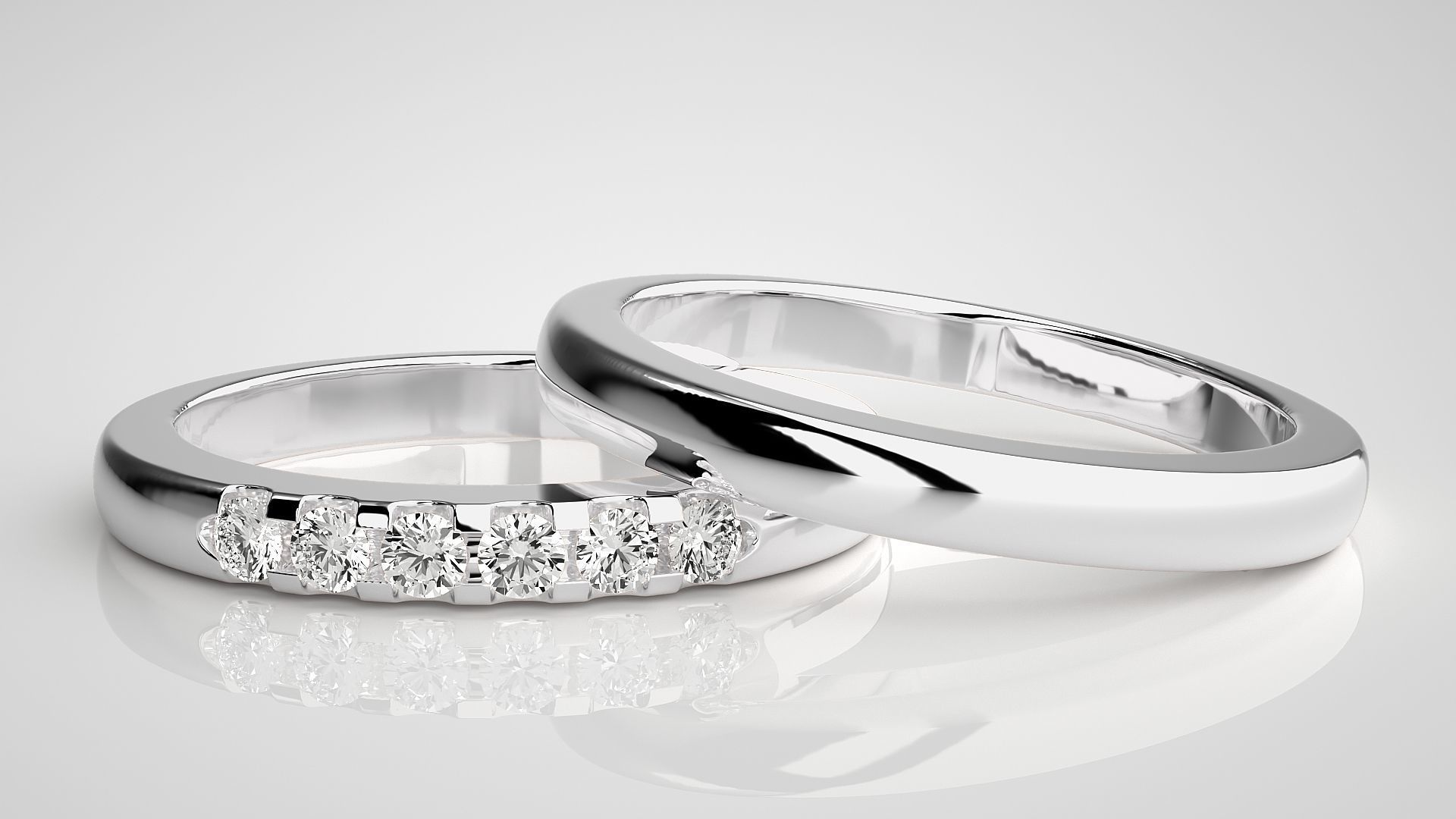 Thin Couple Band Ring 3dm stl render detail 3D print model_5