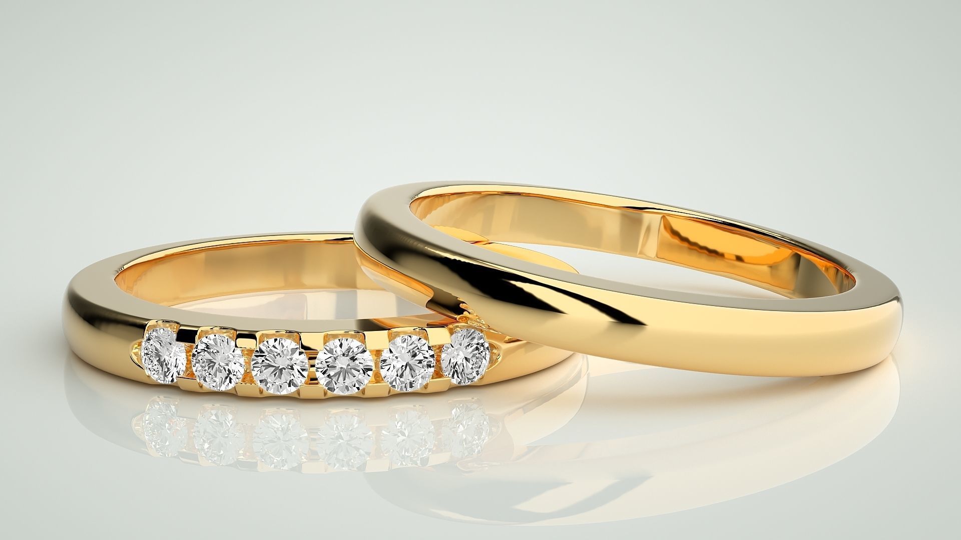 Thin Couple Band Ring 3dm stl render detail 3D print model_9