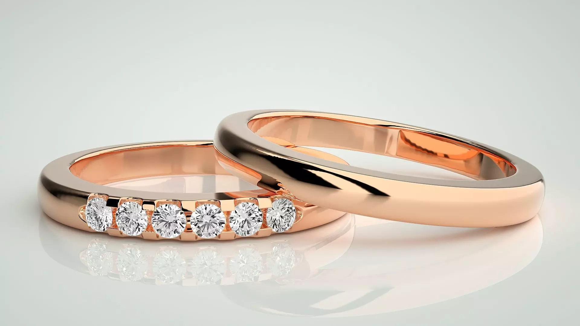 Thin Couple Band Ring 3dm stl render detail 3D print model_0