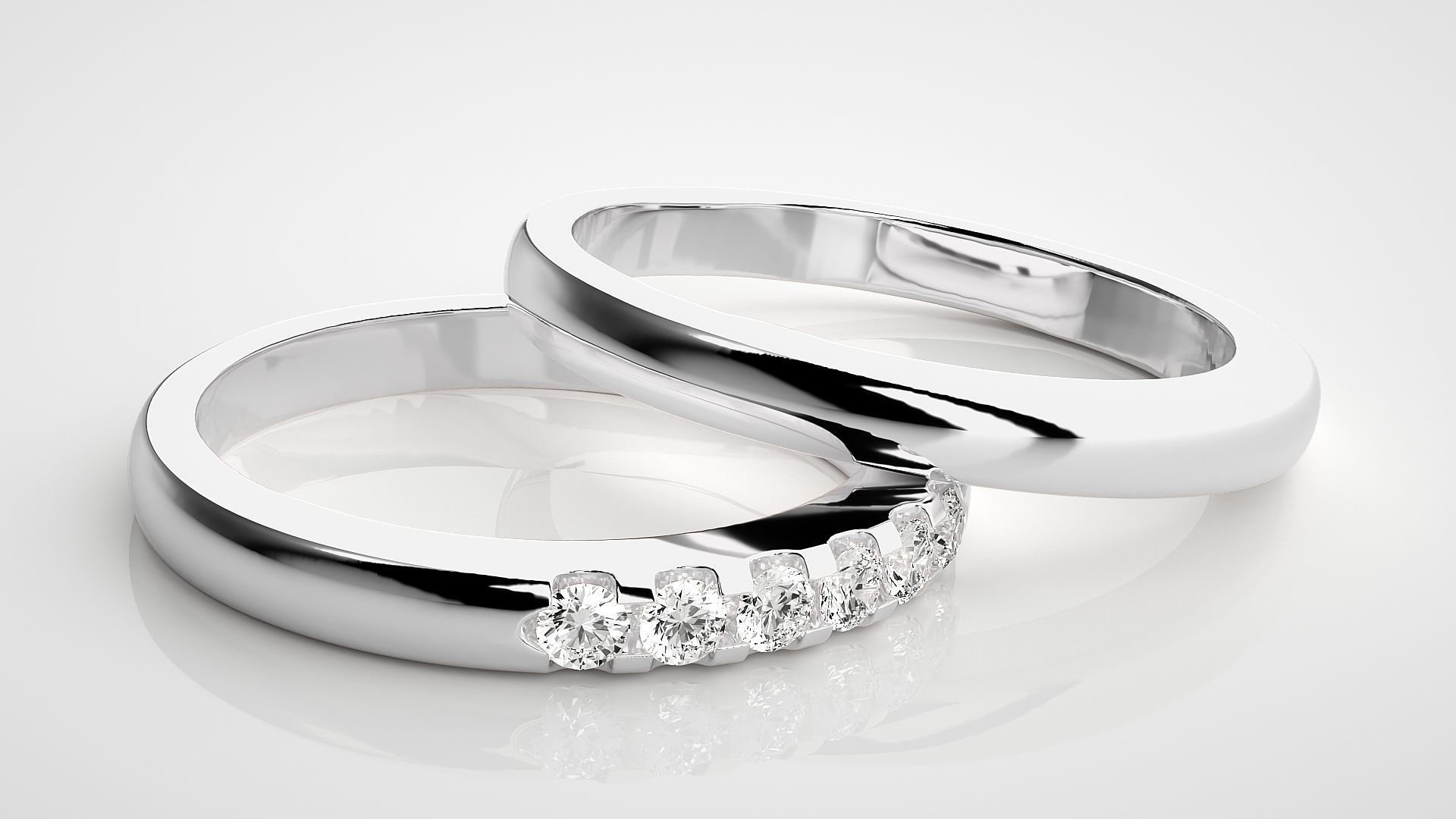 Thin Couple Band Ring 3dm stl render detail 3D print model_6