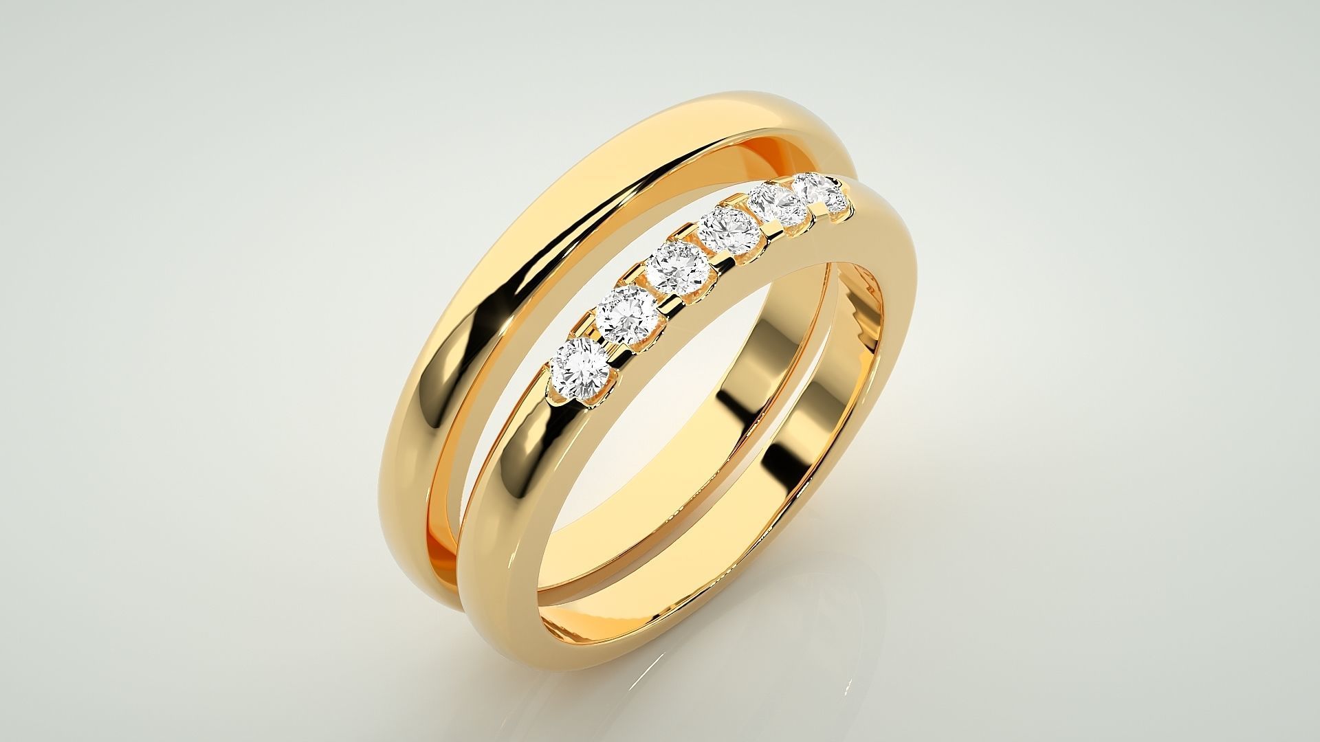 Thin Couple Band Ring 3dm stl render detail 3D print model_12