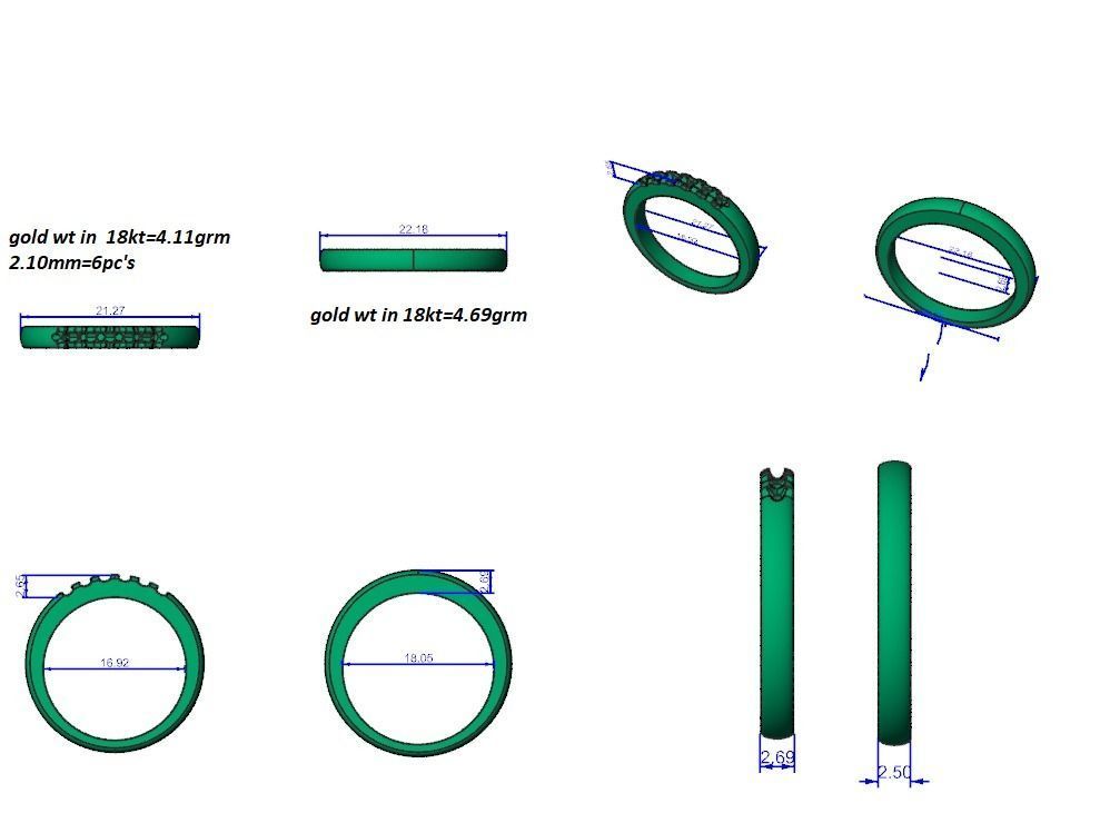 Thin Couple Band Ring 3dm stl render detail 3D print model_3