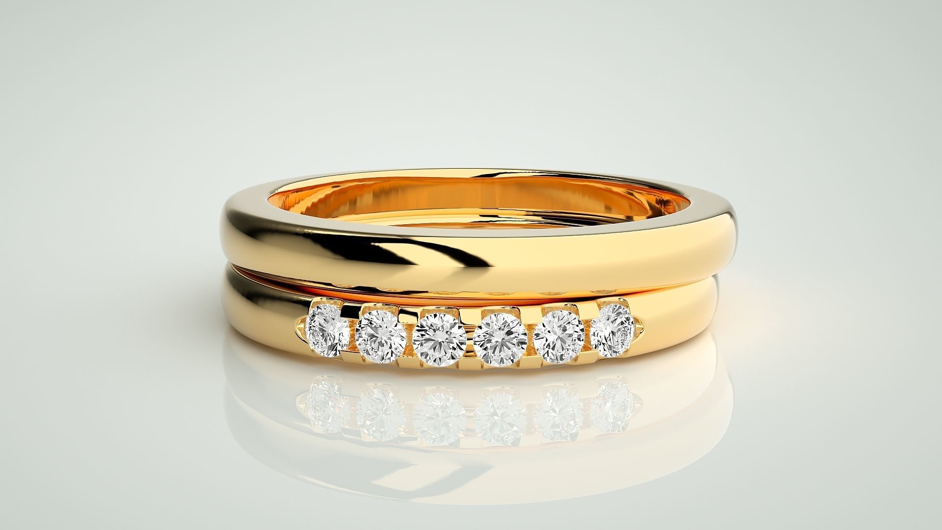 Thin Couple Band Ring 3dm stl render detail 3D print model_11