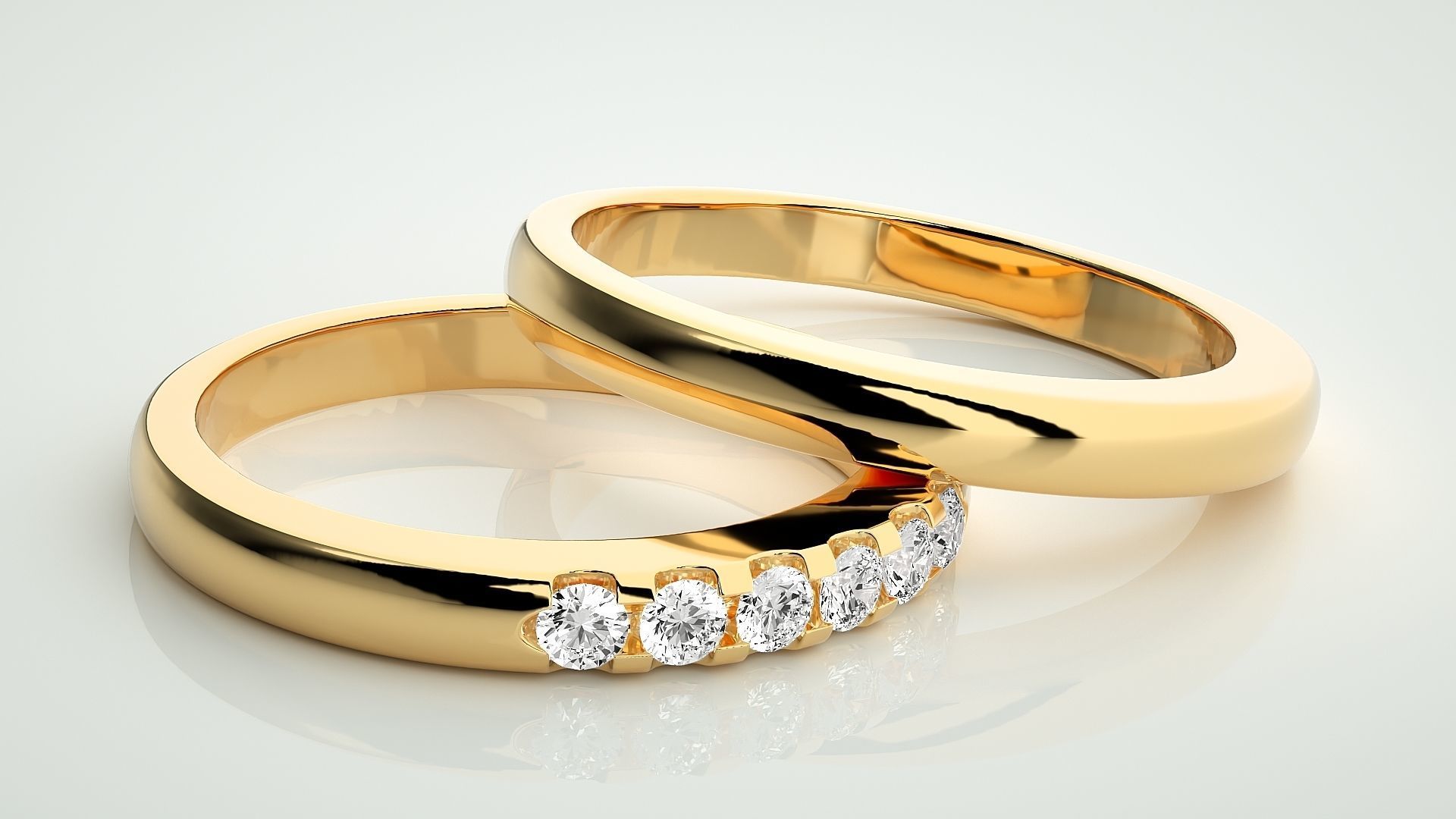 Thin Couple Band Ring 3dm stl render detail 3D print model_10