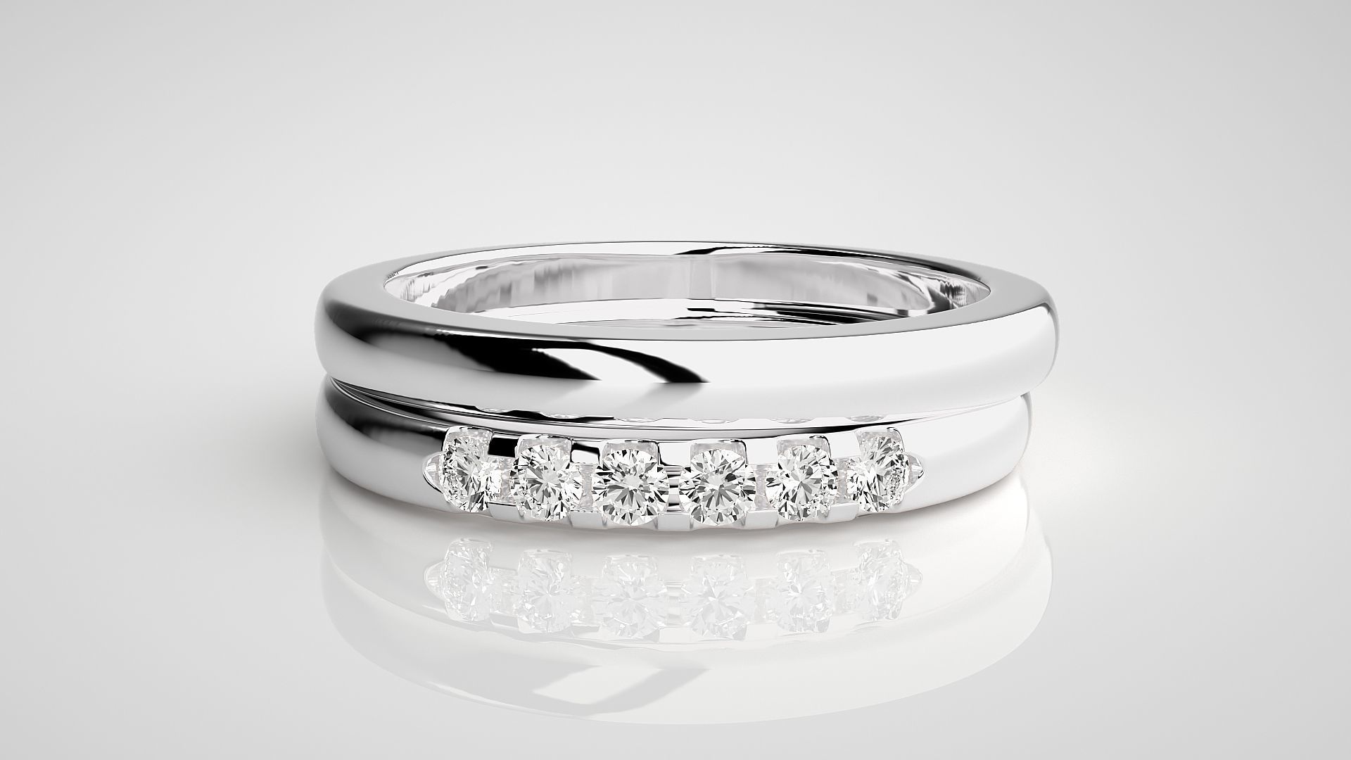 Thin Couple Band Ring 3dm stl render detail 3D print model_7