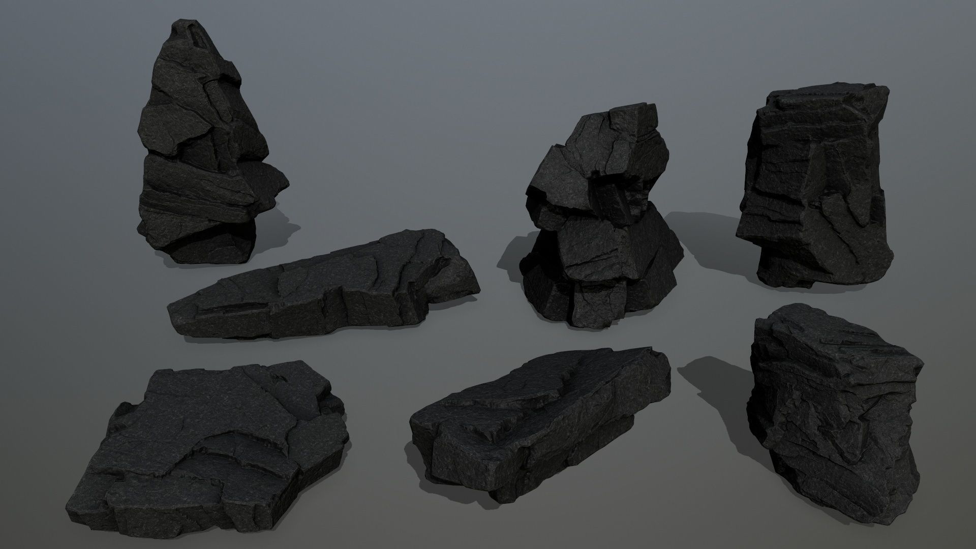 Lava Rock Set Low-poly 3D model_1