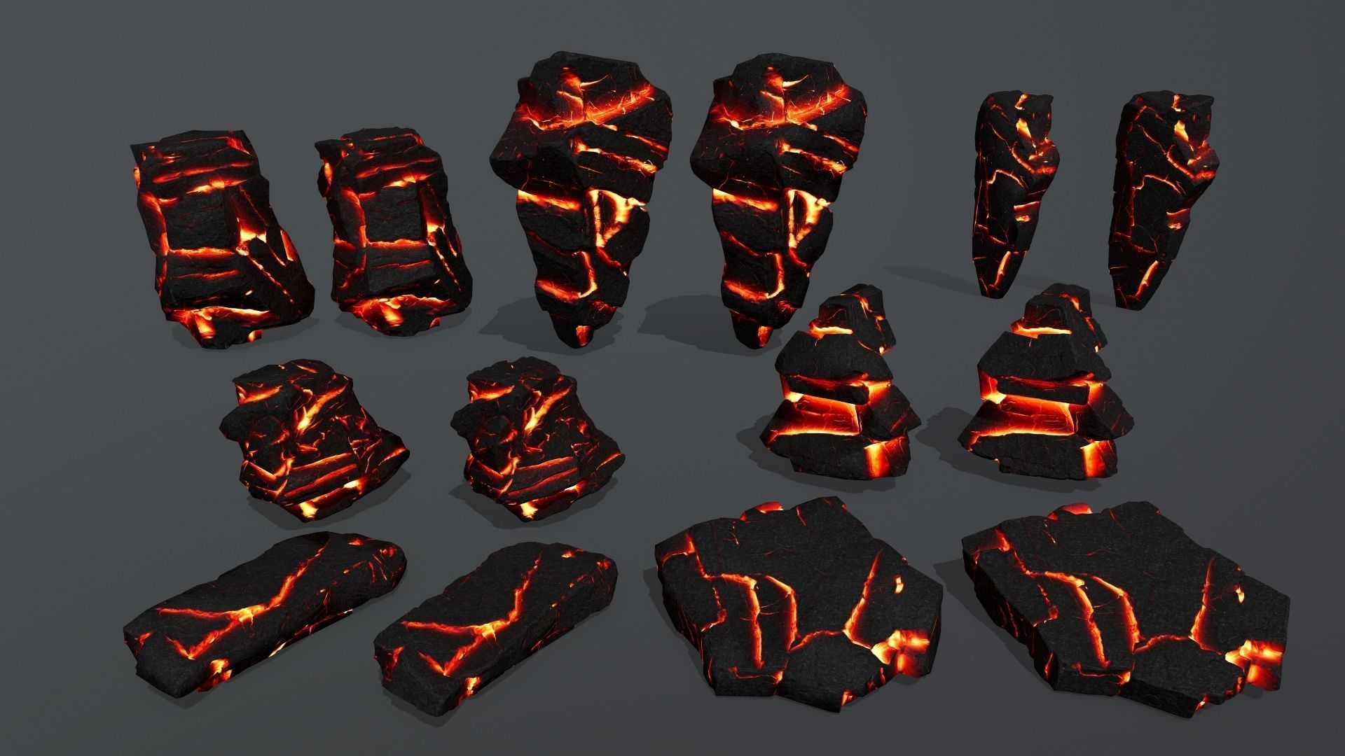 Lava Rock Set Low-poly 3D model_42