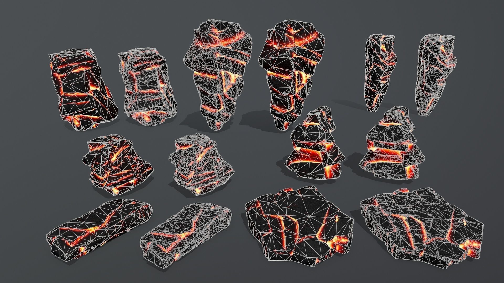 Lava Rock Set Low-poly 3D model_43