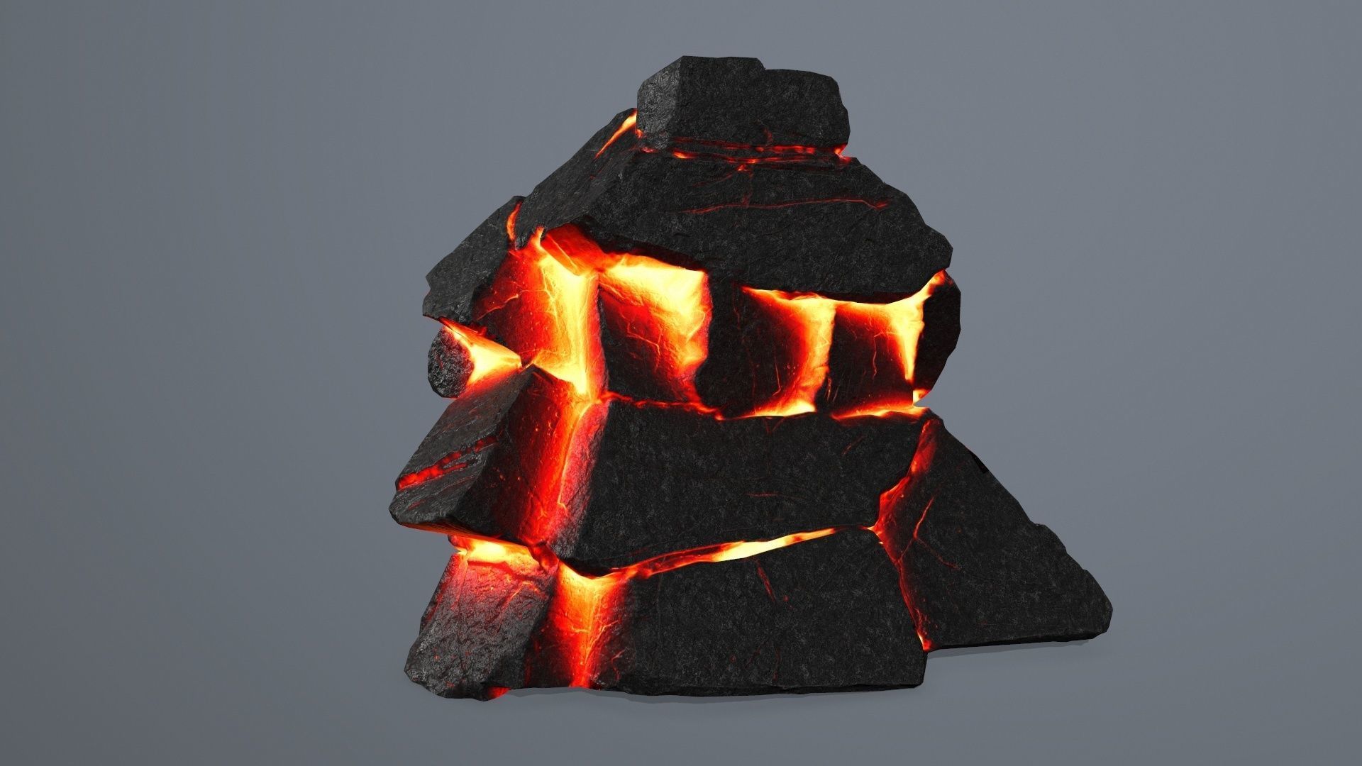 Lava Rock Set Low-poly 3D model_7