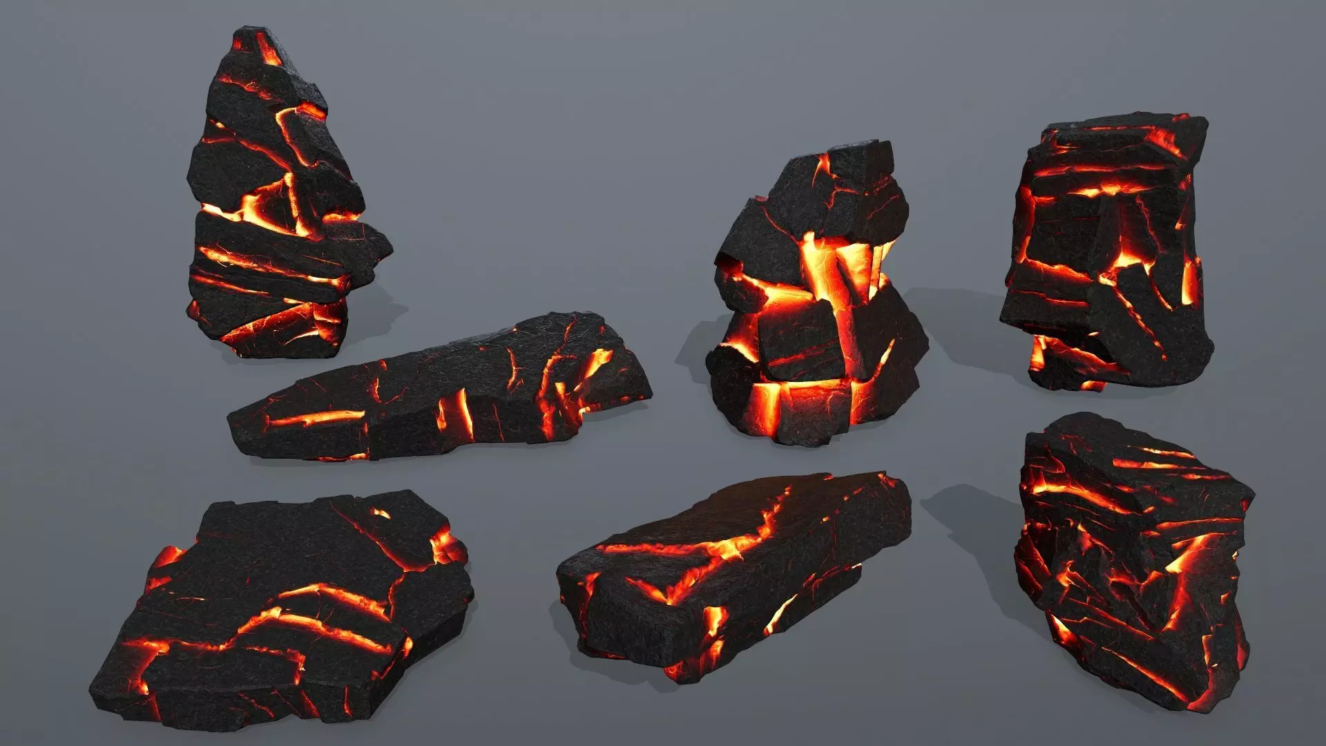 Lava Rock Set Low-poly 3D model_0