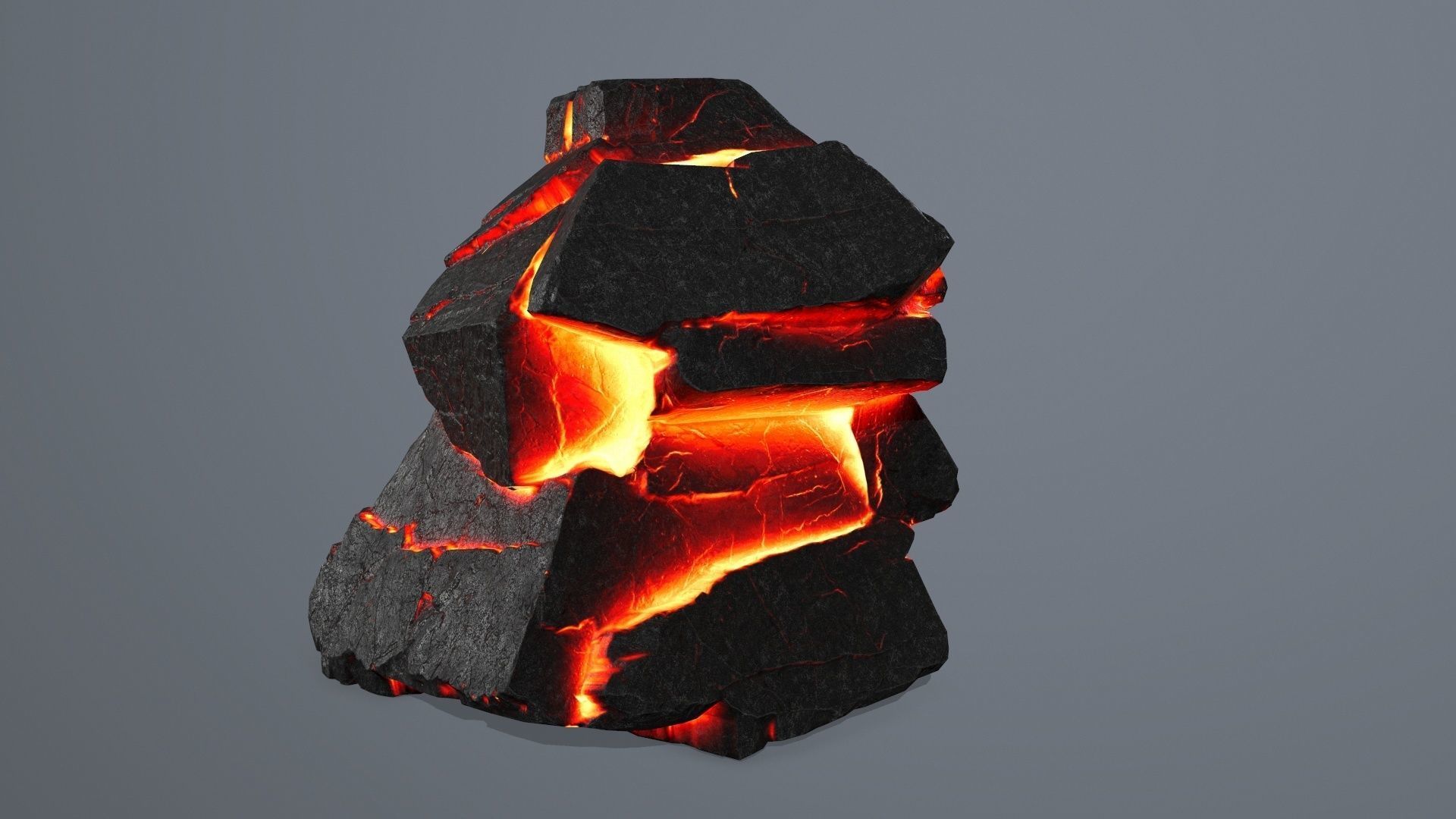 Lava Rock Set Low-poly 3D model_4