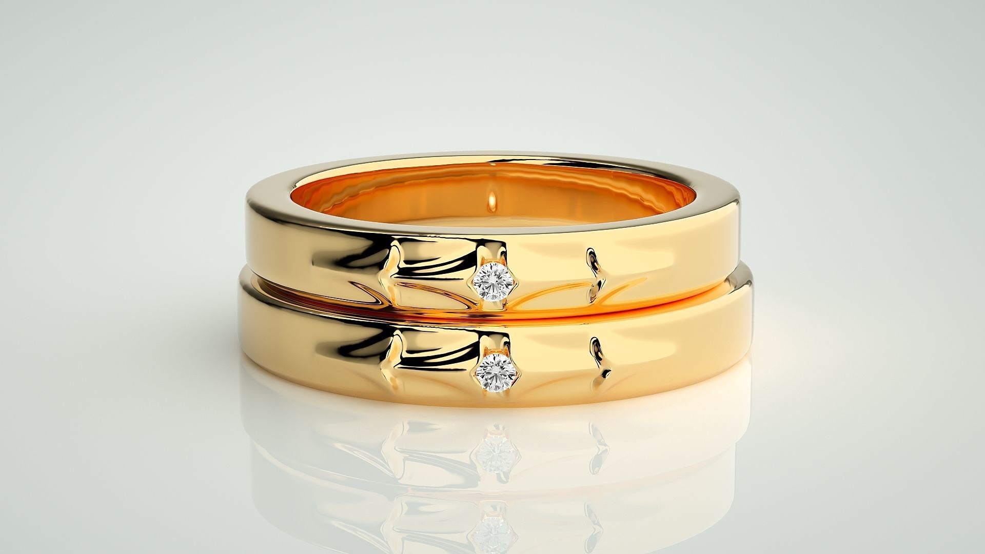 Arrow of Love Couple Band Ring 3dm stl render detail 3D print model_11