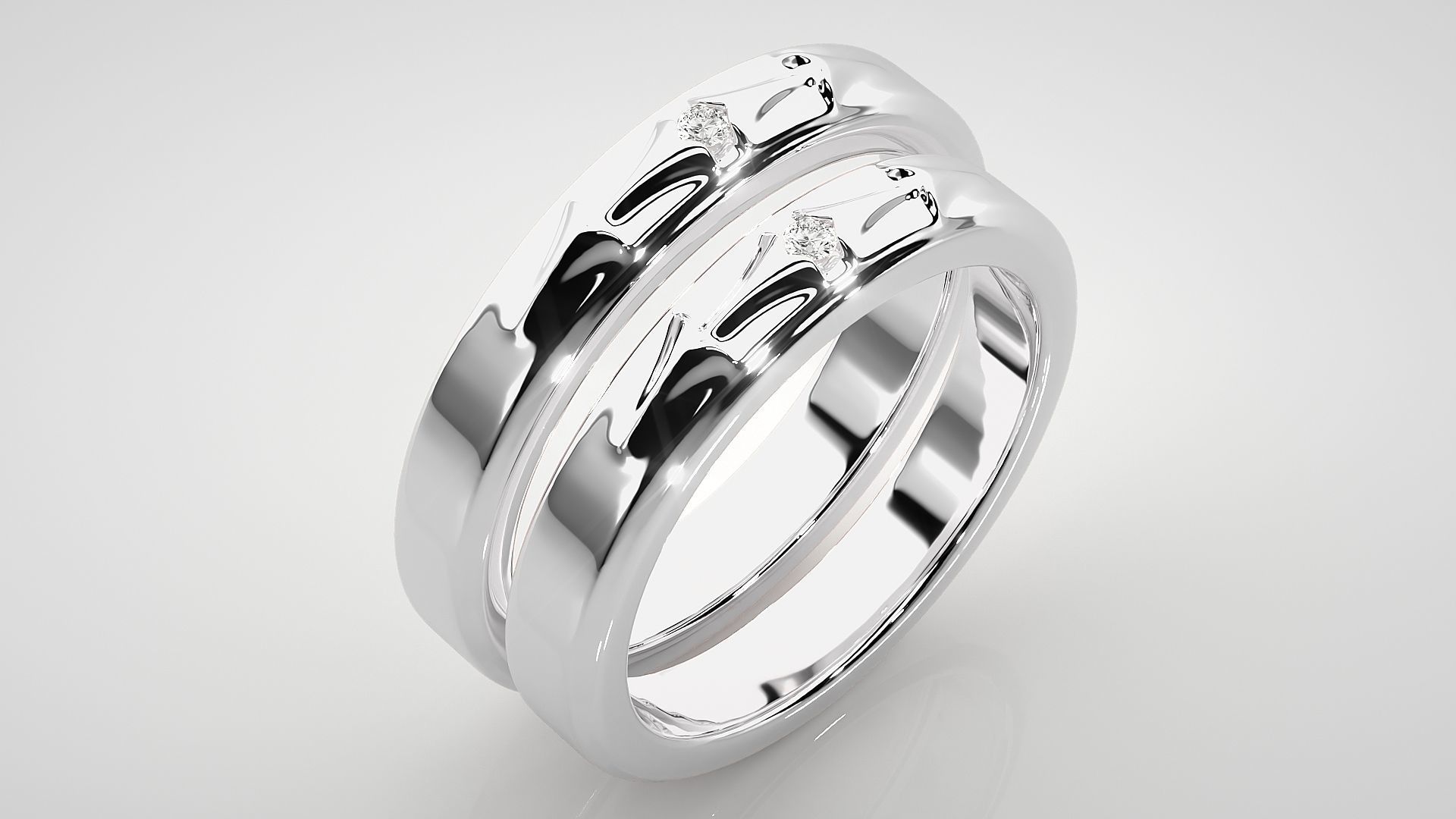 Arrow of Love Couple Band Ring 3dm stl render detail 3D print model_7