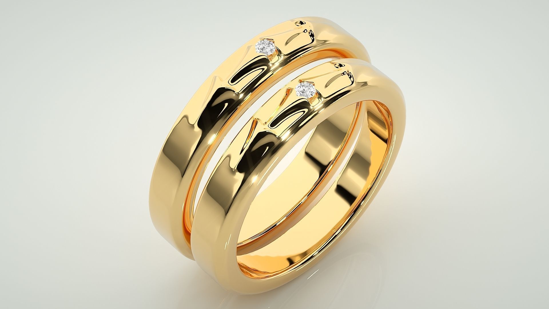 Arrow of Love Couple Band Ring 3dm stl render detail 3D print model_12